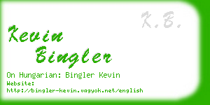 kevin bingler business card